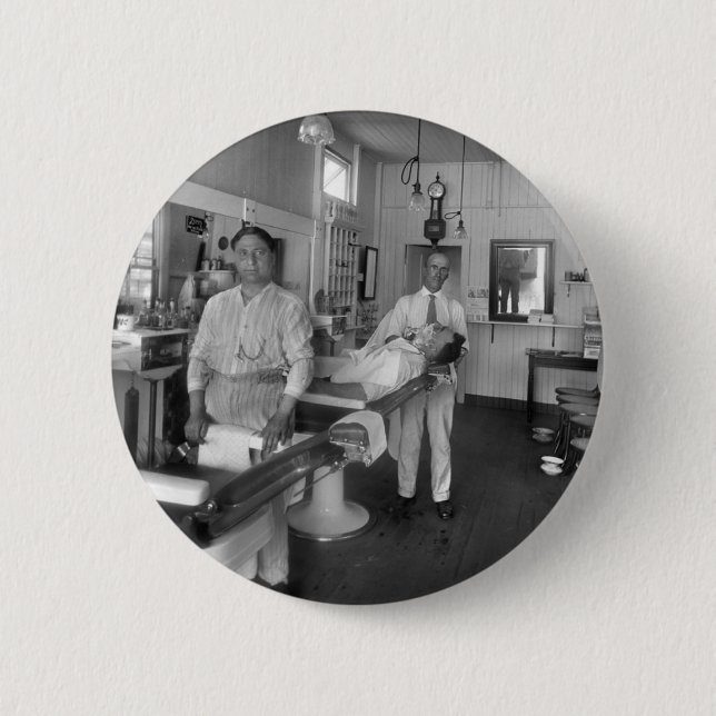 Chapa Redonda De 5 Cm Barber Shop (Anverso)