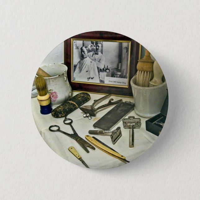 Chapa Redonda De 5 Cm Barber Shop (Anverso)