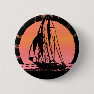 Chapa Redonda De 5 Cm barco de atardecer tropical sunrise