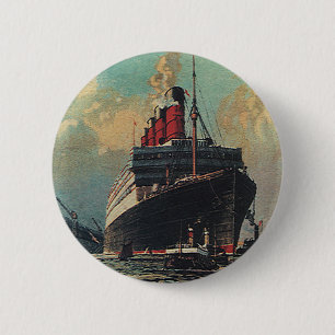 Chapa Redonda De 5 Cm Barco de pasajeros de transporte de vintage en pue