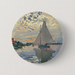 Chapa Redonda De 5 Cm Barco de vela de Monet Impresionismo Francés Arte 