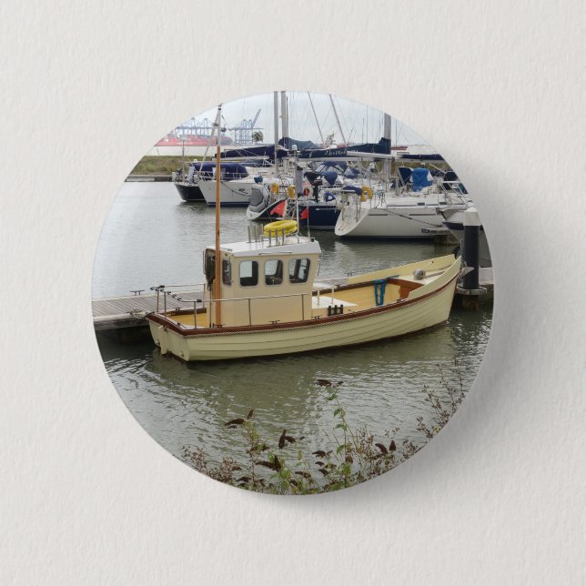 Chapa Redonda De 5 Cm Barco Moderno de Estilo Tradicional (Anverso)