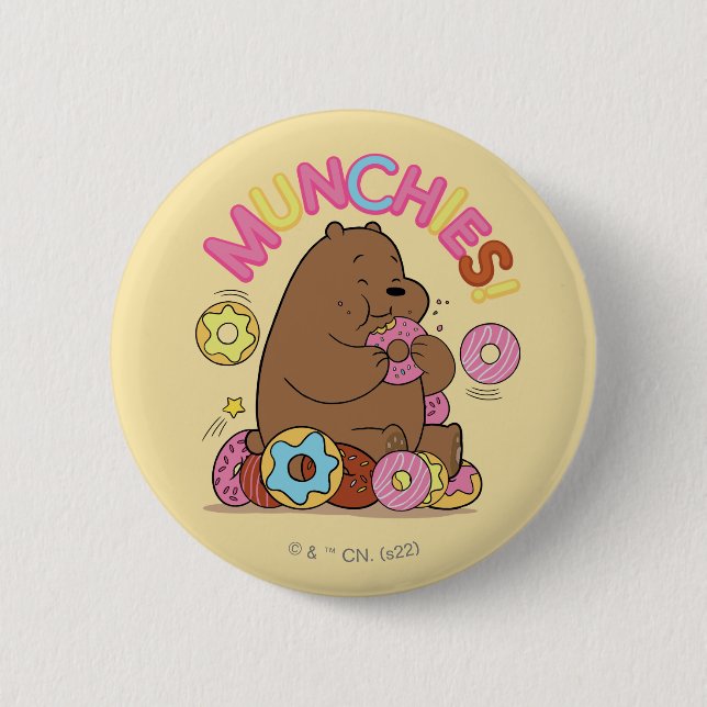 Chapa Redonda De 5 Cm ¡Bare Bears - Grizz Donut Munchies! (Anverso)