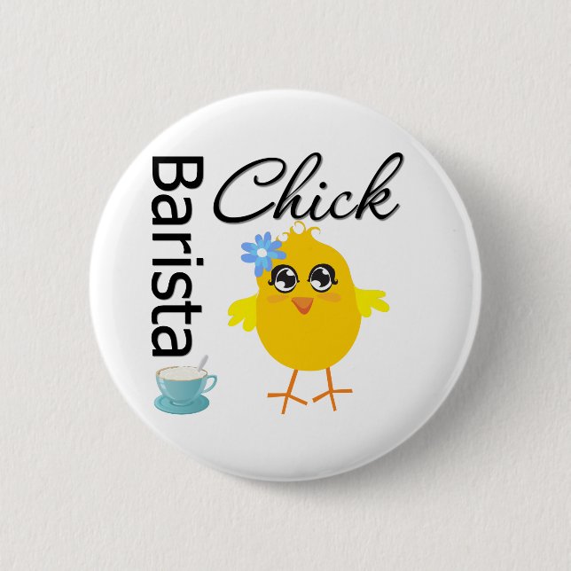 Chapa Redonda De 5 Cm Barista Chick (Anverso)