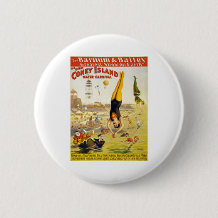 Chapa Redonda De 5 Cm Barnum y carnaval del agua de Bailey Coney Island