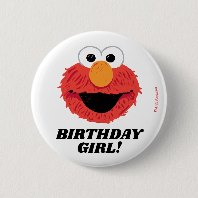 Chapa Redonda De 5 Cm Barrio Sésamo | Chica Elmo Birthday Chalkboard (Anverso)