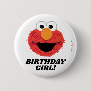 Chapa Redonda De 5 Cm Barrio Sésamo   Chica Elmo Birthday Chalkboard