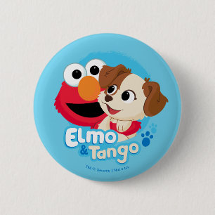 Chapa Redonda De 5 Cm Barrio Sésamo Insignia Elmo y Tango