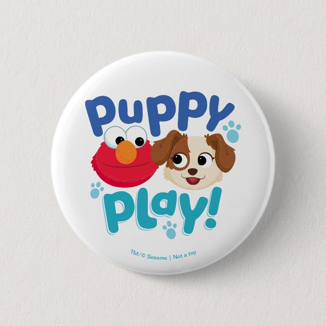 Chapa Redonda De 5 Cm Barrio Sésamo | Jugar con pipa a Elmo y Tango (Anverso)