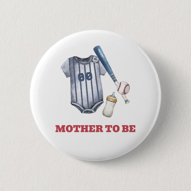 Chapa Redonda De 5 Cm Baseball Shirt Bottle Mother To Be Baby Shower  (Anverso)
