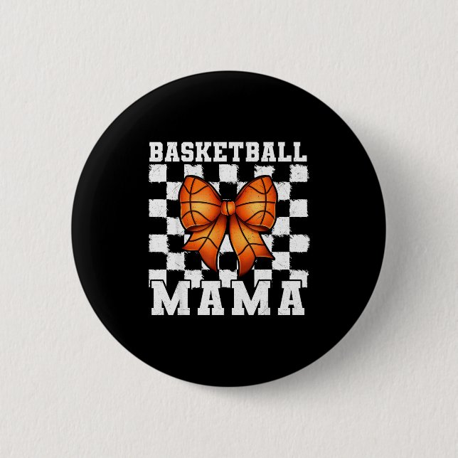 Chapa Redonda De 5 Cm Basketball Mama Coquette Bow Game Day Funny Srts L (Anverso)
