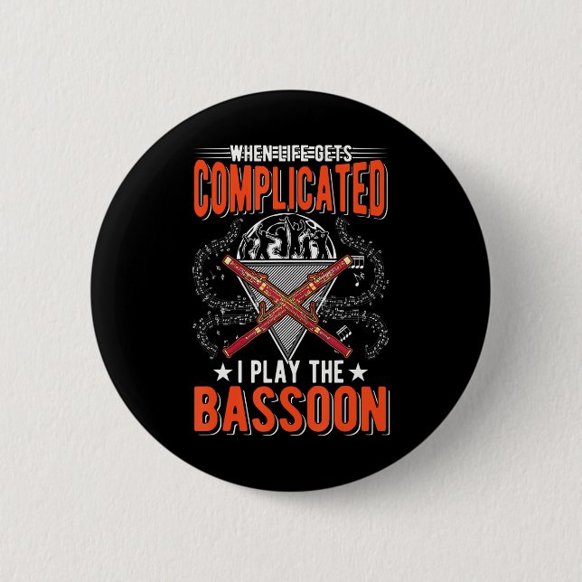 Chapa Redonda De 5 Cm Basonista de Bassoon (Anverso)