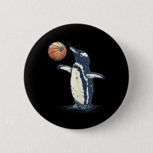 Chapa Redonda De 5 Cm Básquetbol Animal Art Pingüino Baloncesto Lover Dr