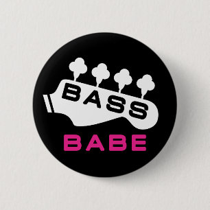 Chapa Redonda De 5 Cm Bass Babe Gift Para El Chica Bassiste