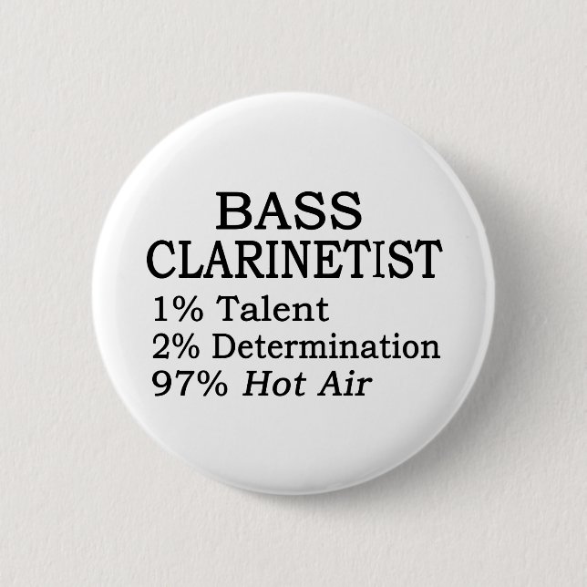 Chapa Redonda De 5 Cm Bass Clarinetist Hot Air (Anverso)