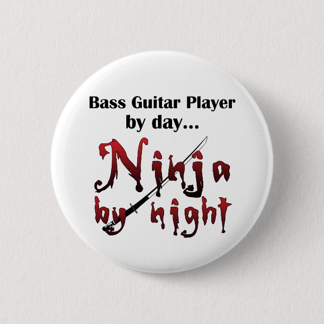 Chapa Redonda De 5 Cm Bass Guitar Ninja (Anverso)