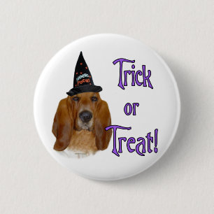 Chapa Redonda De 5 Cm Basset Hound Trick