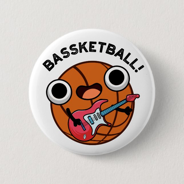 Chapa Redonda De 5 Cm Bassketball Funny Baloncesto Music Pun (Anverso)