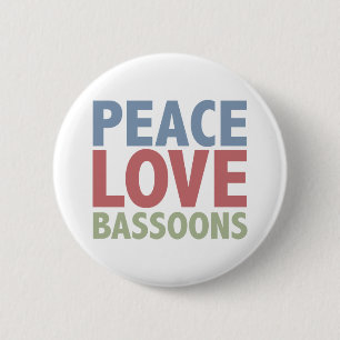 Chapa Redonda De 5 Cm Bassoons del amor de la paz