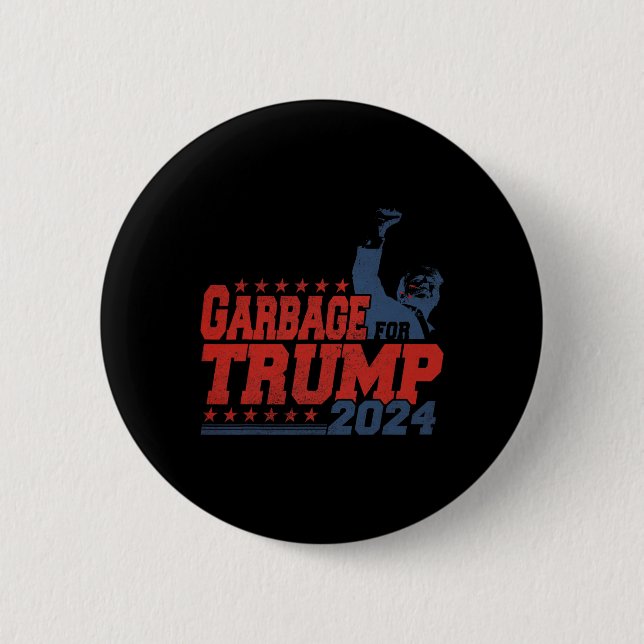 Chapa Redonda De 5 Cm Basura para Trump 2024 (Anverso)