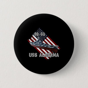 Chapa Redonda De 5 Cm Batallero Uss Alabama Bb-60 &amp; Guerra De Combat