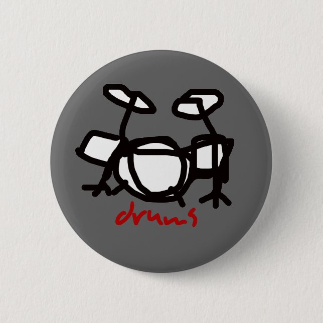 Chapa Redonda De 5 Cm batería - música rock (Anverso)