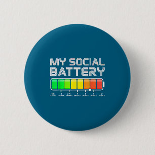 Chapa Redonda De 5 Cm Batería Social Baja Energía Antisocial Divertido I