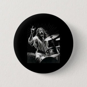 Chapa Redonda De 5 Cm Baterista Rock Jesús Batería