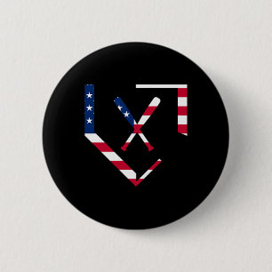 Chapa Redonda De 5 Cm Bates de béisbol Stars And Stripes Home Plate Amér