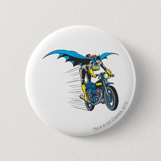 Chapa Redonda De 5 Cm Batgirl sobre Batcycle (Anverso)