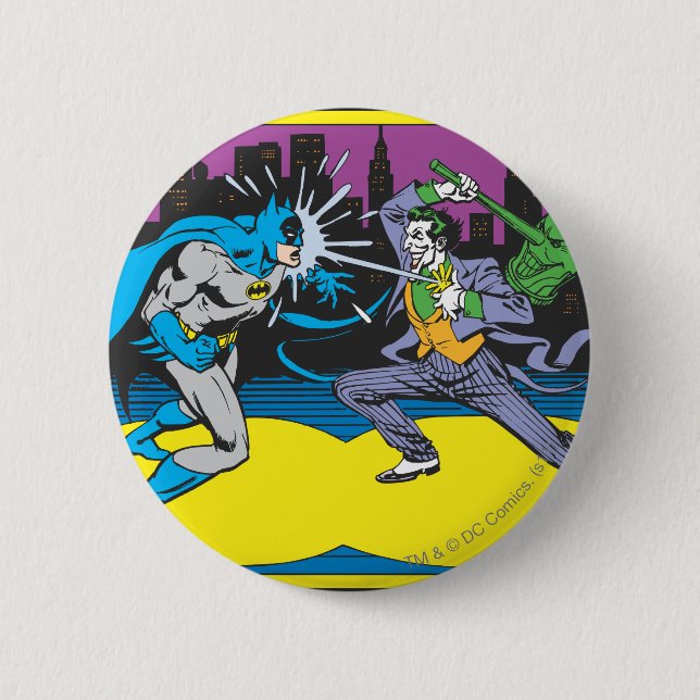 Chapa Redonda De 5 Cm Batman Fights Joker (Anverso)