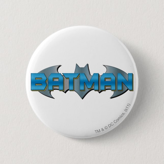 Chapa Redonda De 5 Cm Batman | Logotipo de nombre azul (Anverso)