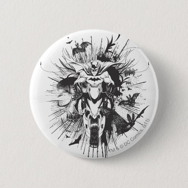 Chapa Redonda De 5 Cm Batman on bike with bats (Anverso)