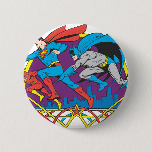 Chapa Redonda De 5 Cm Batman + Superman + Flash