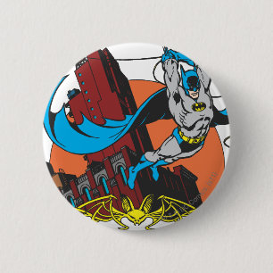 Chapa Redonda De 5 Cm Batman Swings From Skyscraper 2