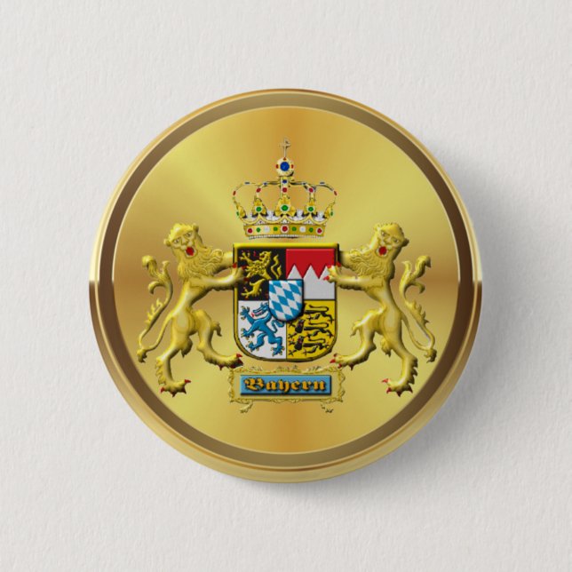 Chapa Redonda De 5 Cm Bavarian Coat of Arms Pin Button (Anverso)