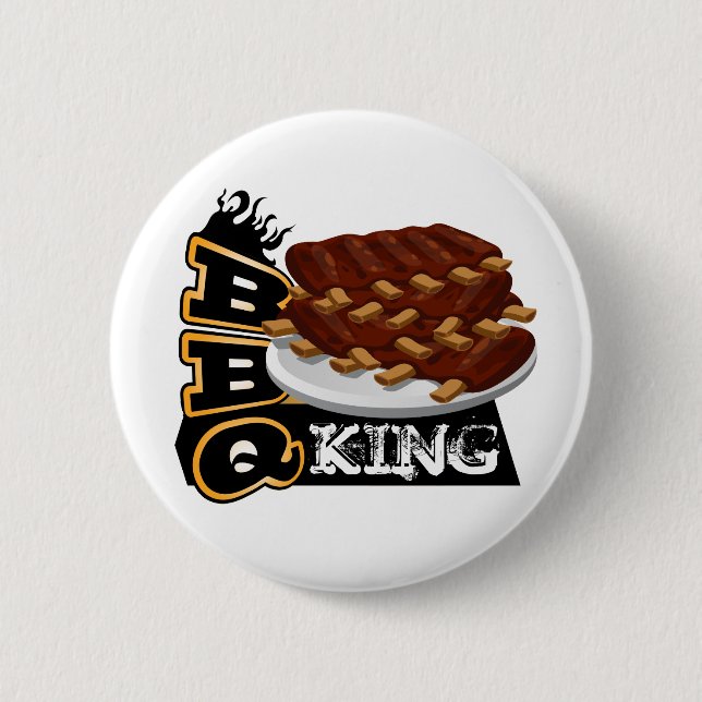 Chapa Redonda De 5 Cm ¡BBQ KING! Icono de costillas (Anverso)
