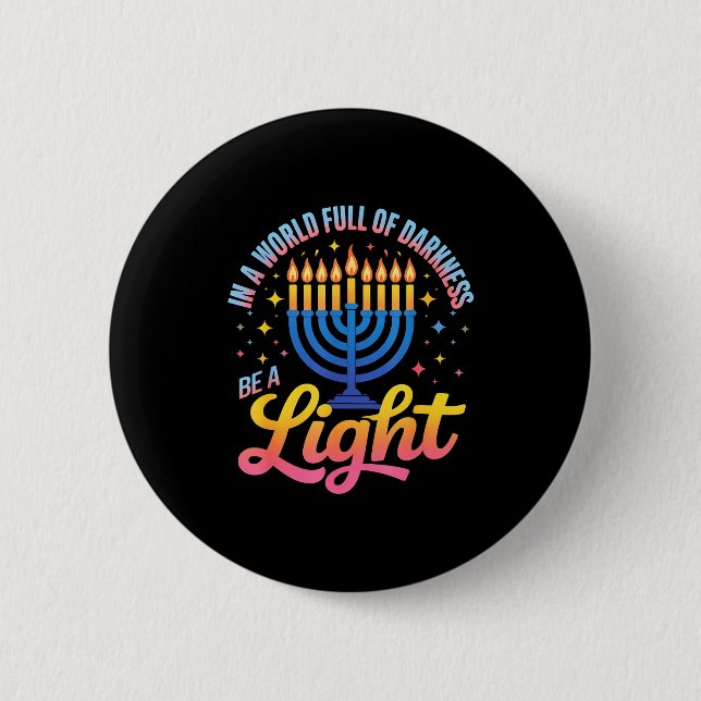 Chapa Redonda De 5 Cm Be A Light Happy Hanukkah Menorah Jewish Gift  (Anverso)