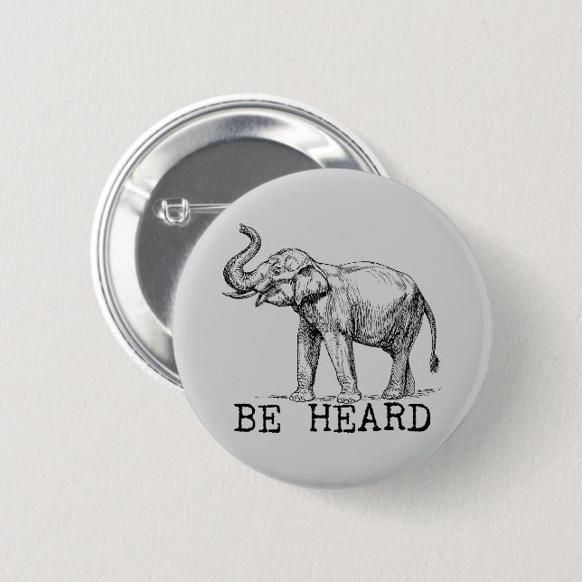 Chapa Redonda De 5 Cm Be Heard Cute Elephant (Anverso y reverso)