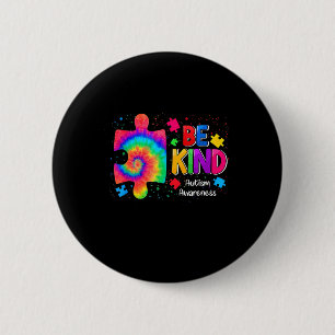 Chapa Redonda De 5 Cm Be Kind Puzzle Pieces Tie Dye Cue Autism Awares