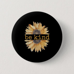 Chapa Redonda De 5 Cm Be Kind Sunflower Retro Vintage Cute Gráfico Tipo