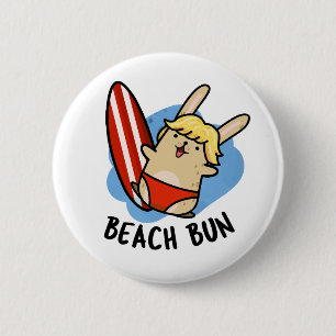 Chapa Redonda De 5 Cm Beach Bun Funny Bunny Pun