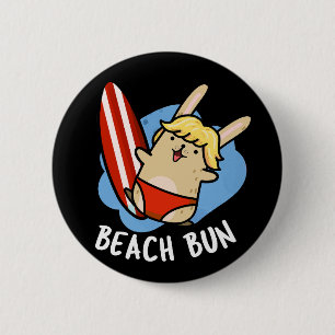 Chapa Redonda De 5 Cm Beach Bun Funny Bunny Pun Dark BG