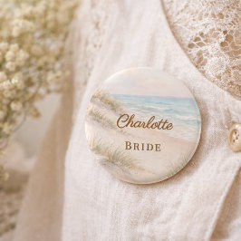 Chapa Redonda De 5 Cm Beach Coastal Elegant Bachelorette party Name Tag