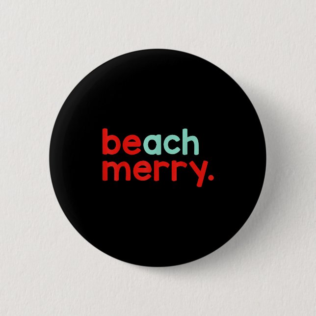 Chapa Redonda De 5 Cm Beach Merry Christmas  (Anverso)