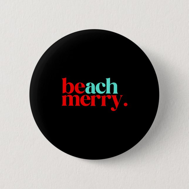 Chapa Redonda De 5 Cm Beach Merry Christmas Funny  (Anverso)