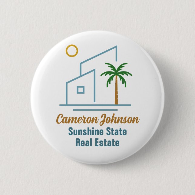 Chapa Redonda De 5 Cm Beach Real Estate Company Cute Custom Name Tag (Anverso)