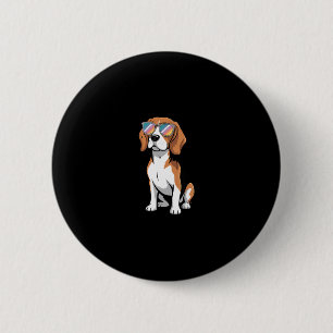Chapa Redonda De 5 Cm Beagle con gafas de sol divertido perro de vacacio