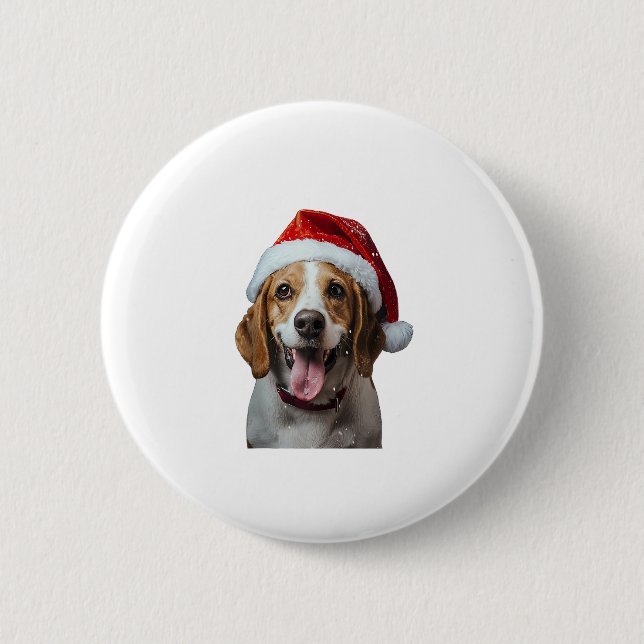 Chapa Redonda De 5 Cm Beagle Navidades (Anverso)