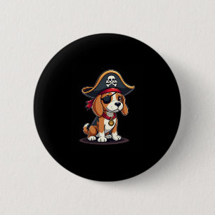 Chapa Redonda De 5 Cm Beagle Pirate Costume Jolly Roger Bandera Cruz de